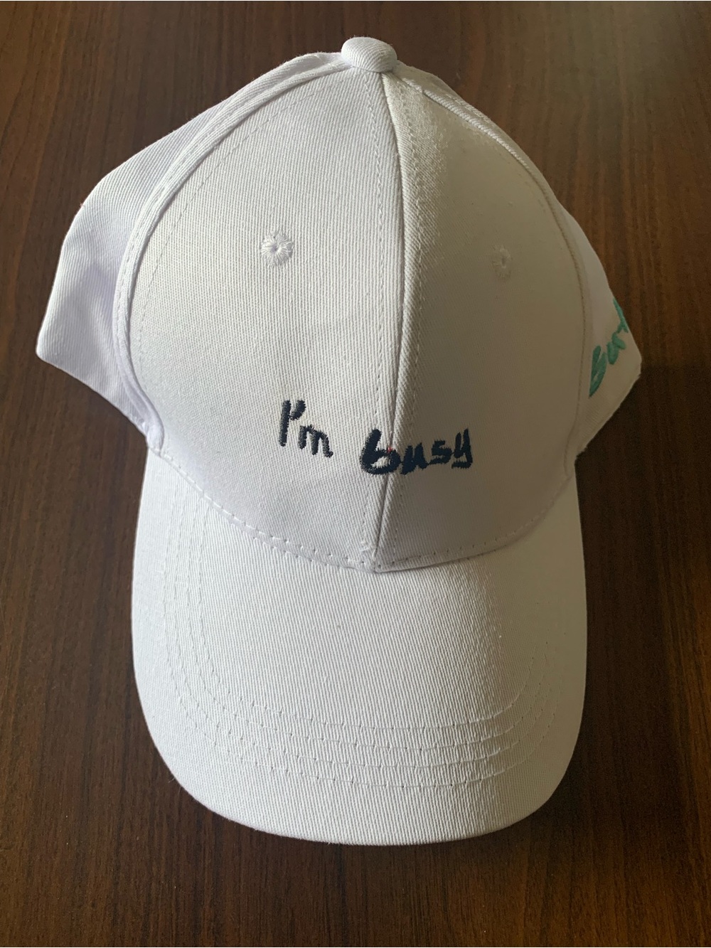 Women White 'I'm Busy' Baseball Cap .